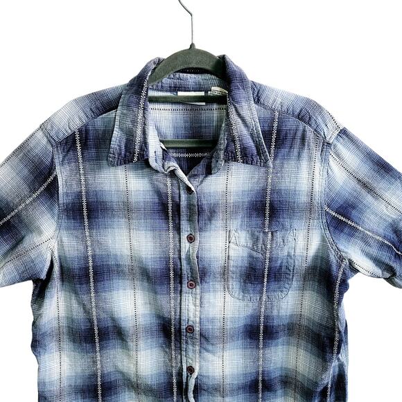 Elements Women's Plus Size 16W Short Sleeve Plaid Button Up Casual Grunge Cotton - Picture 2 of 6